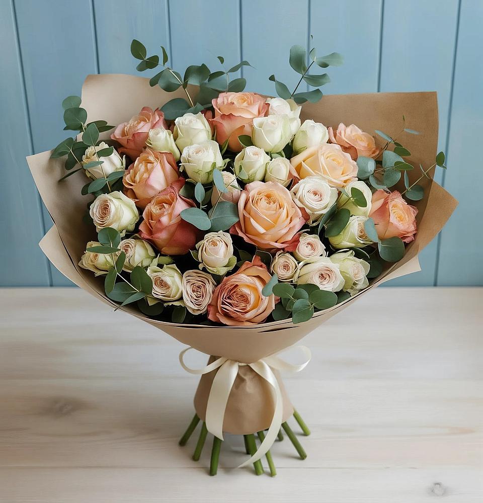 Букет цветов из: Альстромерии и Розы в Саратовской