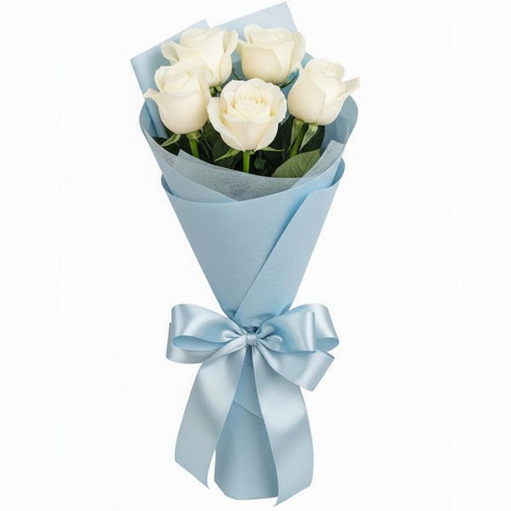 Букет 5 Белых роз Проуд в Саратовской