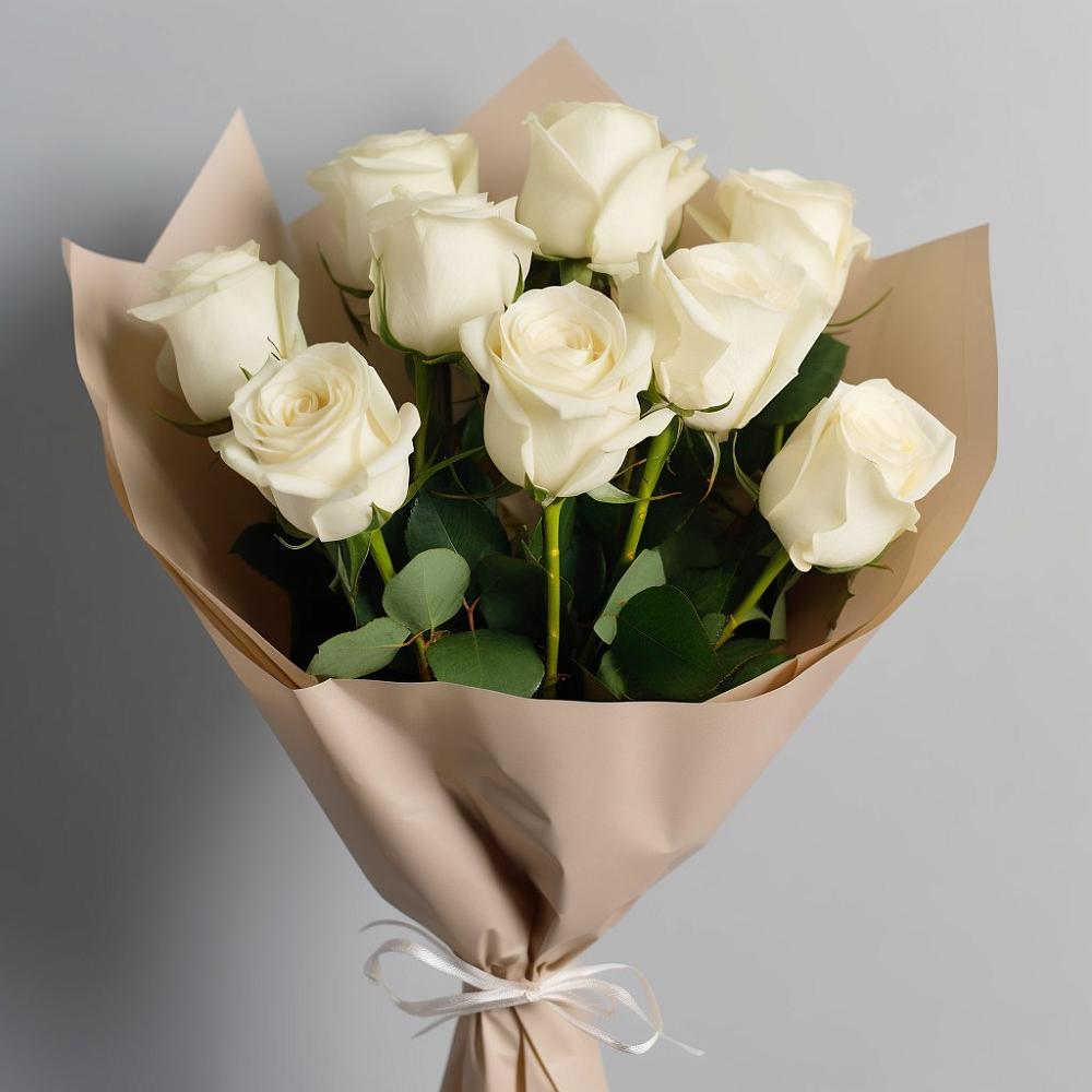 Букет 9 Белых роз Эдлесс Лав в Саратовской