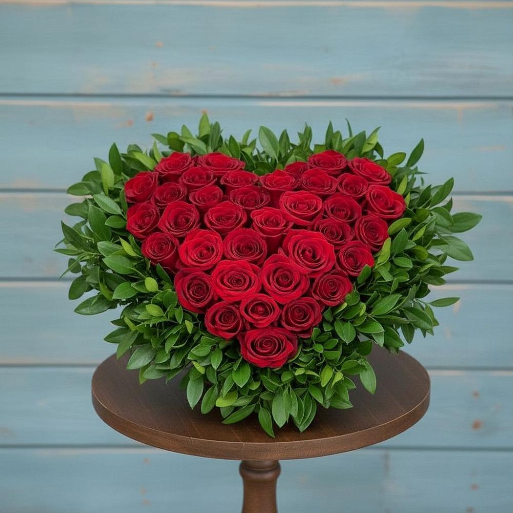 Цветочная композиция из Розы в виде сердца в Саратовской