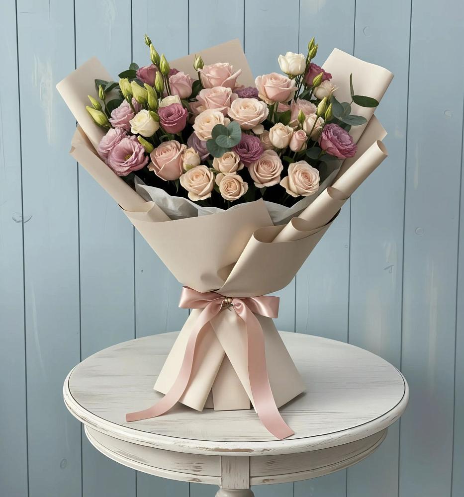 Букет цветов из: Розы и Лизиантусы в Саратовской