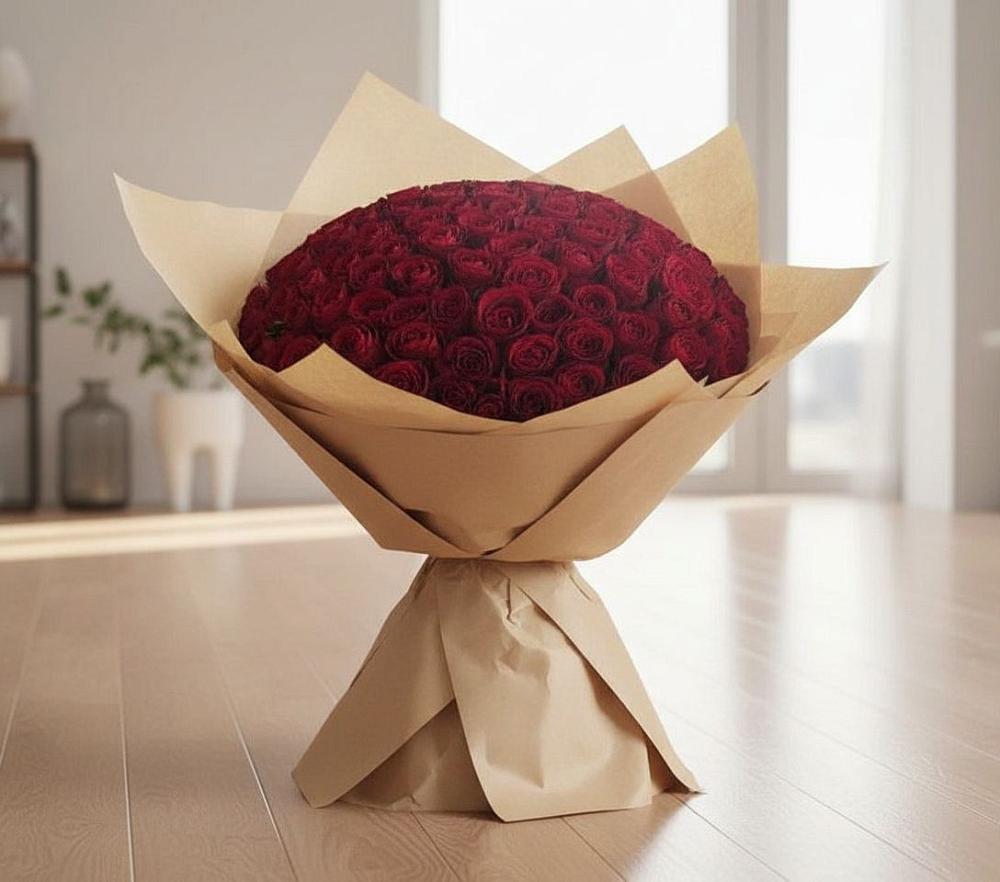Букет 101 Красная роза в Саратовской
