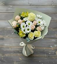 Букет цветов из:  Альстромерии, Розы и Хризантемы в Саратовской