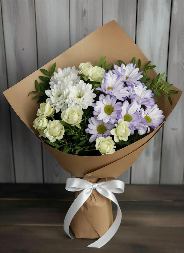 Букет цветов из: Хризантемы и Розы в Саратовской